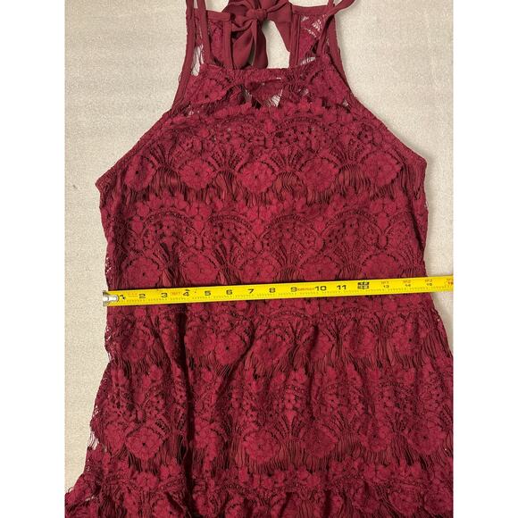 Xtraordinary Lace Maroon Mini Dress M Formal Special Occasion Cocktail Coquette - Picture 7 of 11